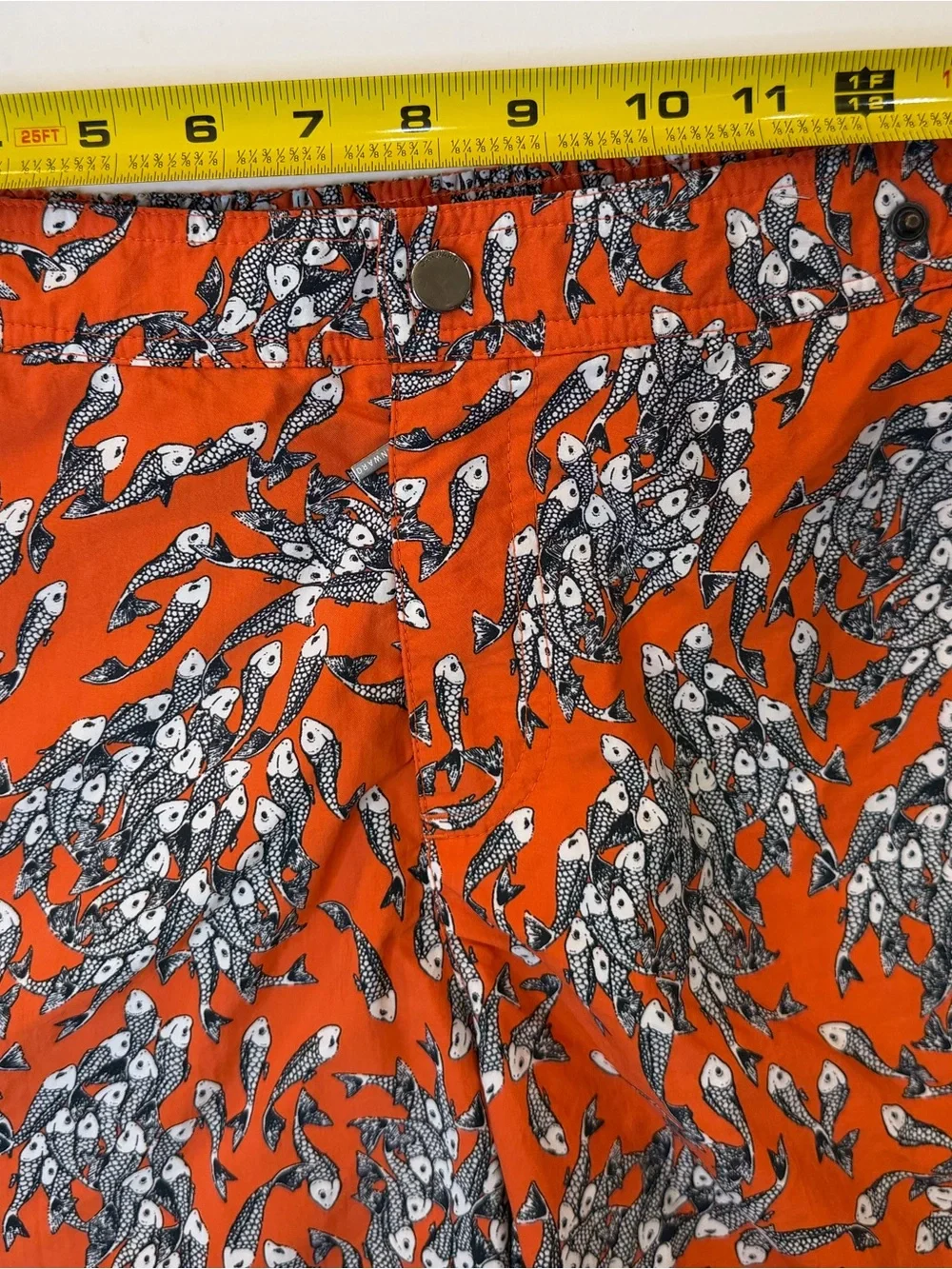 Danward Men’s Swim Trunks M Orange Fish Print Made in Italy Designer Swim Shorts